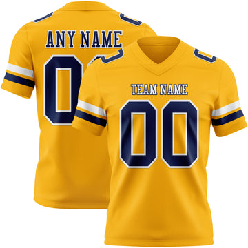 Custom Gold Nvay-White Authentic Football Jersey