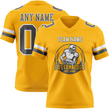 Laden Sie das Bild in den Galerie-Viewer, Custom Gold Steel Gray-White Authentic Football Jersey