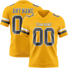 Laden Sie das Bild in den Galerie-Viewer, Custom Gold Steel Gray-White Authentic Football Jersey