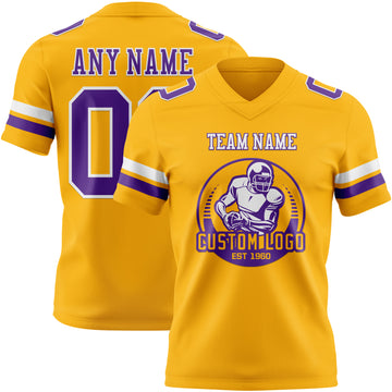 Custom Gold Purple-White Authentic Football Jersey