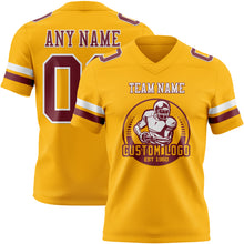 Charger l'image dans la galerie, Custom Gold Burgundy-White Authentic Football Jersey