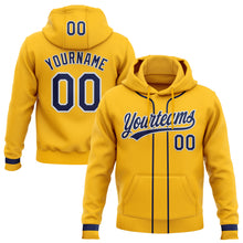 Load image into Gallery viewer, Custom Stitched Gold Navy-White Baseball Pullover Sweatshirt Hoodie