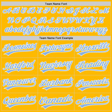 Load image into Gallery viewer, Custom Stitched Gold Light Blue-White Baseball Pullover Sweatshirt Hoodie