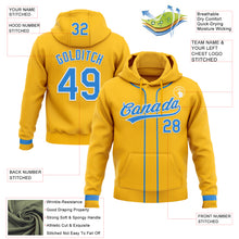 Load image into Gallery viewer, Custom Stitched Gold Powder Blue-White Baseball Pullover Sweatshirt Hoodie