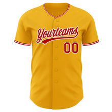 Load image into Gallery viewer, Custom Gold Red-White Authentic Baseball Jersey