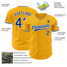 Load image into Gallery viewer, Custom Gold Royal-White Authentic Baseball Jersey