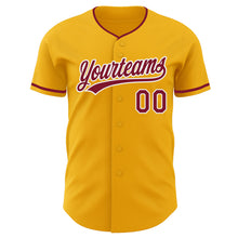 Load image into Gallery viewer, Custom Gold Crimson-White Authentic Baseball Jersey