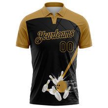 Загрузить изображение в средство просмотра галереи, Custom Black Old Gold 3D Pattern Design Bowling Performance Polo Shirt