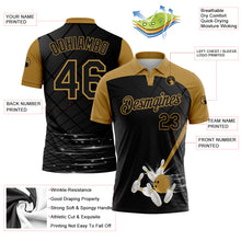 Загрузить изображение в средство просмотра галереи, Custom Black Old Gold 3D Pattern Design Bowling Performance Polo Shirt