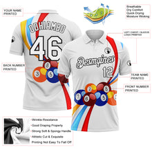 Load image into Gallery viewer, Custom White Black 3D Pattern Design Billiards Performance Polo Shirt