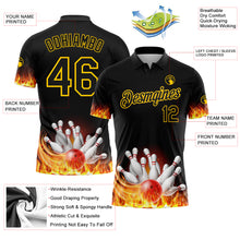 Charger l'image dans la galerie, Custom Black Gold 3D Pattern Design Flame Bowling Performance Polo Shirt