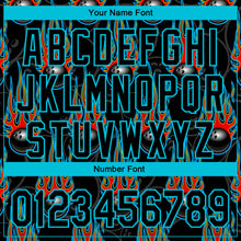 Загрузить изображение в средство просмотра галереи, Custom Black Lakes Blue 3D Pattern Design Bowling Ball With Hotrod Flame Performance Polo Shirt