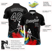 Charger l'image dans la galerie, Custom Black White 3D Pattern Design Golfing Performance Golf Polo Shirt