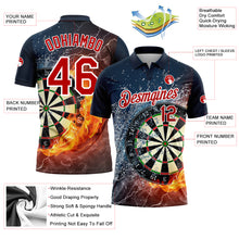 Charger l'image dans la galerie, Custom Black Red-White 3D Pattern Design Flame Dart Board Performance Golf Polo Shirt