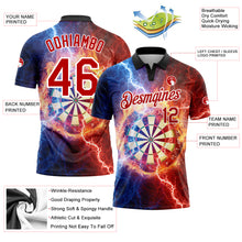 Charger l'image dans la galerie, Custom Black Red-White 3D Pattern Design Lightning Flame Dart Board Performance Golf Polo Shirt