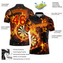 Load image into Gallery viewer, Custom Black Yellow-Red 3D Pattern Design Flame Dart Board Performance Golf Polo Shirt