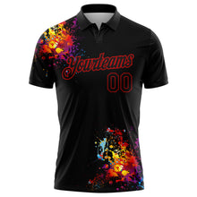 Load image into Gallery viewer, Custom Black Red 3D Pattern Design Dart Board Performance Golf Polo Shirt