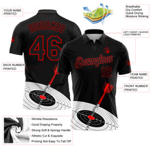 Charger l'image dans la galerie, Custom Black Red 3D Pattern Design Dart Board Target Performance Golf Polo Shirt