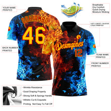 Load image into Gallery viewer, Custom Red Yellow 3D Pattern Design Flame Performance Golf Polo Shirt