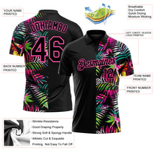 Загрузить изображение в средство просмотра галереи, Custom Black Pink 3D Pattern Design Tropical Hawaii Palm Leaves Performance Golf Polo Shirt