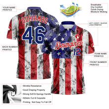 Load image into Gallery viewer, Custom White Royal-Red 3D American Flag Performance Golf Polo Shirt