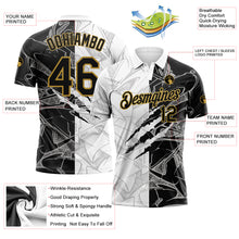 Load image into Gallery viewer, Custom Graffiti Pattern Black-Old Gold 3D Scratch Performance Golf Polo Shirt