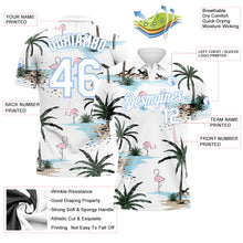 Laden Sie das Bild in den Galerie-Viewer, Custom White Light Blue 3D Pattern Design Hawaii Palm Trees Performance Golf Polo Shirt