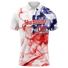 Charger l'image dans la galerie, Custom White Red-Purple 3D American Flag Performance Golf Polo Shirt