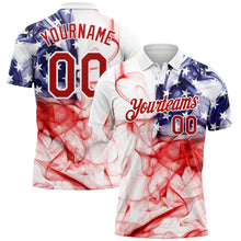 Charger l'image dans la galerie, Custom White Red-Purple 3D American Flag Performance Golf Polo Shirt