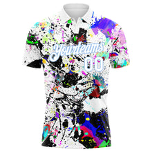 Load image into Gallery viewer, Custom Graffiti Pattern White-Light Blue 3D Splashes Performance Golf Polo Shirt