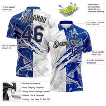 Load image into Gallery viewer, Custom Graffiti Pattern Royal-Old Gold 3D Scratch Performance Golf Polo Shirt