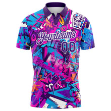 Load image into Gallery viewer, Custom Graffiti Pattern Purple-White 3D Performance Golf Polo Shirt