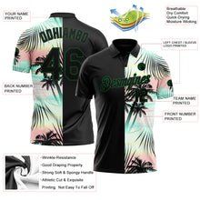 Загрузить изображение в средство просмотра галереи, Custom Black Green 3D Pattern Design Tropical Hawaii Palm Leaves Performance Golf Polo Shirt