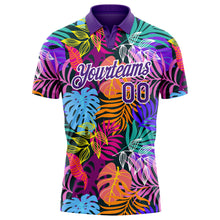 Загрузить изображение в средство просмотра галереи, Custom Purple White 3D Pattern Design Hawaii Palm Trees Performance Golf Polo Shirt