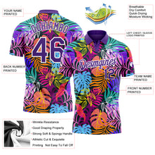 Загрузить изображение в средство просмотра галереи, Custom Purple White 3D Pattern Design Hawaii Palm Trees Performance Golf Polo Shirt