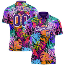Загрузить изображение в средство просмотра галереи, Custom Purple White 3D Pattern Design Hawaii Palm Trees Performance Golf Polo Shirt