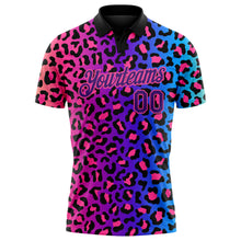 Charger l'image dans la galerie, Custom Pink Purple-Black 3D Pattern Design Leopard Print Performance Golf Polo Shirt