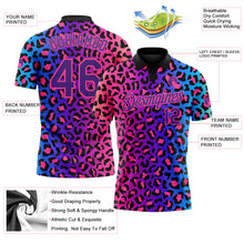 Charger l'image dans la galerie, Custom Pink Purple-Black 3D Pattern Design Leopard Print Performance Golf Polo Shirt