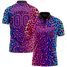Charger l'image dans la galerie, Custom Pink Purple-Black 3D Pattern Design Leopard Print Performance Golf Polo Shirt