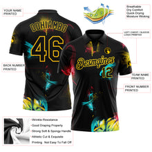 Laden Sie das Bild in den Galerie-Viewer, Custom Graffiti Pattern Black-Yellow 3D Performance Golf Polo Shirt
