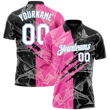 Laden Sie das Bild in den Galerie-Viewer, Custom Graffiti Pattern White-Light Blue 3D Scratch Performance Golf Polo Shirt