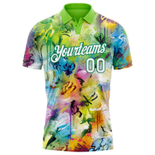 Laden Sie das Bild in den Galerie-Viewer, Custom Graffiti Pattern White-Kelly Green 3D Performance Golf Polo Shirt