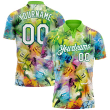Laden Sie das Bild in den Galerie-Viewer, Custom Graffiti Pattern White-Kelly Green 3D Performance Golf Polo Shirt