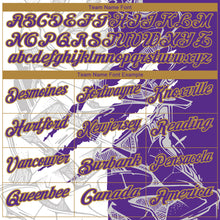 Laden Sie das Bild in den Galerie-Viewer, Custom Graffiti Pattern Purple-Old Gold 3D Scratch Performance Golf Polo Shirt