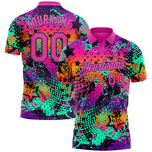 Laden Sie das Bild in den Galerie-Viewer, Custom Graffiti Pattern Pink-Purple 3D Performance Golf Polo Shirt
