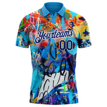 Laden Sie das Bild in den Galerie-Viewer, Custom Graffiti Pattern Royal-White 3D Performance Golf Polo Shirt