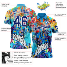 Laden Sie das Bild in den Galerie-Viewer, Custom Graffiti Pattern Royal-White 3D Performance Golf Polo Shirt
