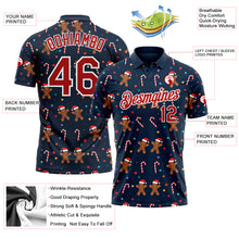 Load image into Gallery viewer, Custom Navy Red-White 3D Christmas Performance Golf Polo Shirt