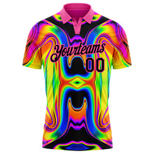 Charger l'image dans la galerie, Custom Pink Black 3D Pattern Design Abstract Iridescent Psychedelic Swirl Fluid Art Performance Golf Polo Shirt