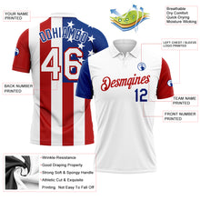Charger l'image dans la galerie, Custom White Red-Royal 3D American Flag Performance Golf Polo Shirt